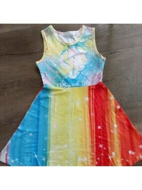 Girls 100% Polyester Zuko Cert Rainbow Sleeveless Dress W/Horse Ages 3/4 Size XS